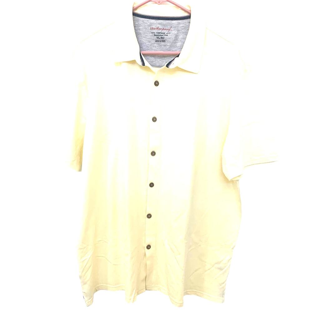 Weatherproof Vintage Button Up Shirt XL Yellow Mens Short Sleeve Athleisure